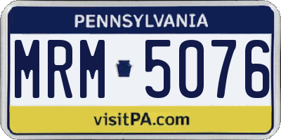 PA license plate MRM5076