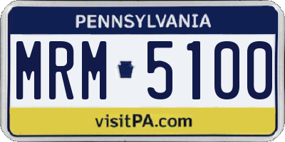 PA license plate MRM5100