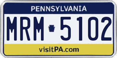 PA license plate MRM5102