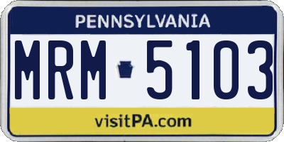 PA license plate MRM5103