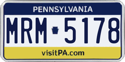 PA license plate MRM5178
