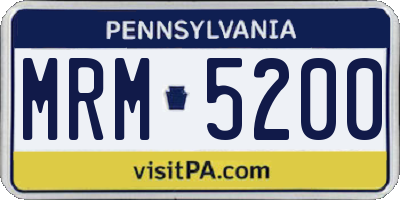 PA license plate MRM5200