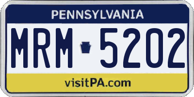 PA license plate MRM5202