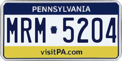 PA license plate MRM5204