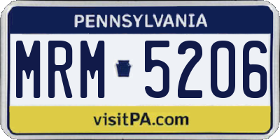 PA license plate MRM5206