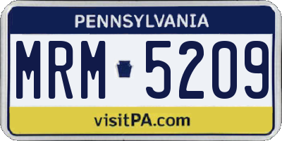 PA license plate MRM5209