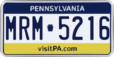 PA license plate MRM5216