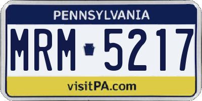 PA license plate MRM5217