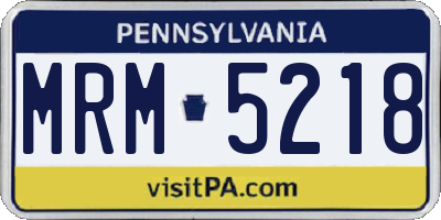 PA license plate MRM5218