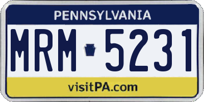PA license plate MRM5231
