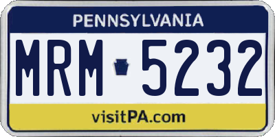 PA license plate MRM5232