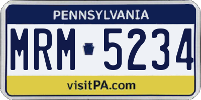 PA license plate MRM5234
