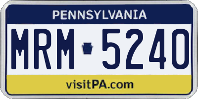 PA license plate MRM5240