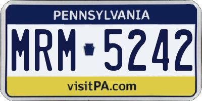 PA license plate MRM5242
