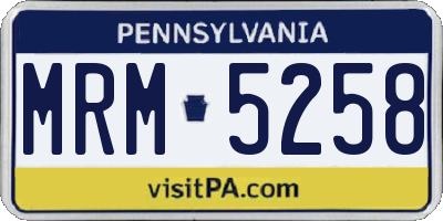 PA license plate MRM5258