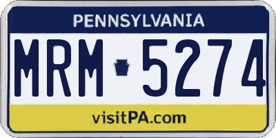 PA license plate MRM5274