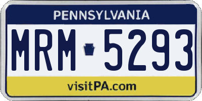PA license plate MRM5293