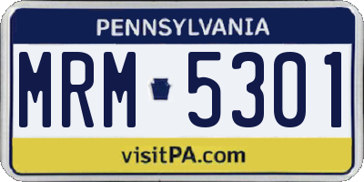 PA license plate MRM5301