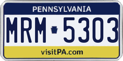 PA license plate MRM5303