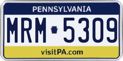 PA license plate MRM5309