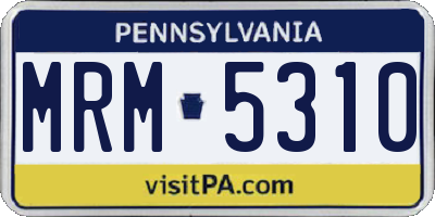 PA license plate MRM5310