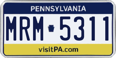 PA license plate MRM5311