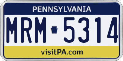 PA license plate MRM5314