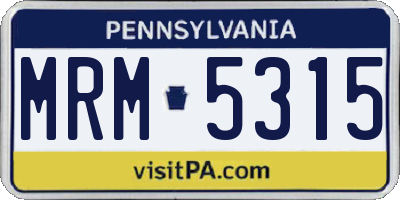 PA license plate MRM5315
