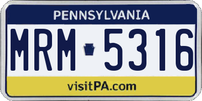 PA license plate MRM5316