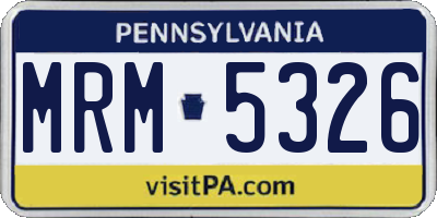 PA license plate MRM5326