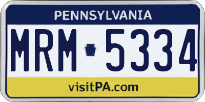 PA license plate MRM5334