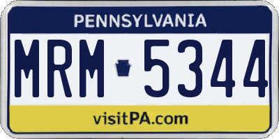 PA license plate MRM5344