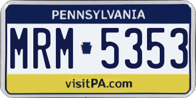 PA license plate MRM5353