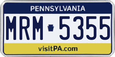 PA license plate MRM5355