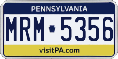 PA license plate MRM5356