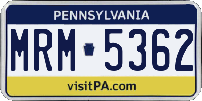 PA license plate MRM5362