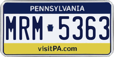 PA license plate MRM5363