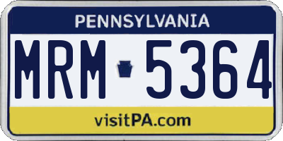 PA license plate MRM5364