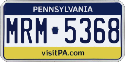 PA license plate MRM5368