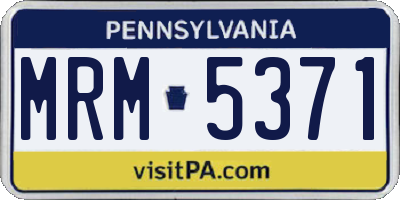 PA license plate MRM5371