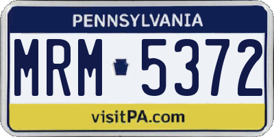 PA license plate MRM5372