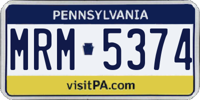 PA license plate MRM5374
