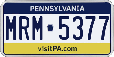 PA license plate MRM5377