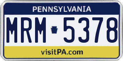 PA license plate MRM5378