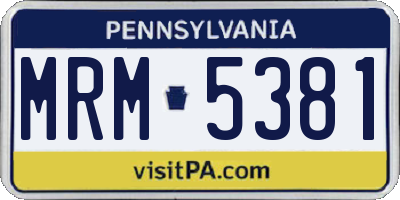 PA license plate MRM5381