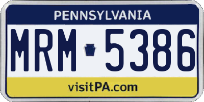PA license plate MRM5386