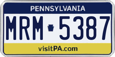 PA license plate MRM5387