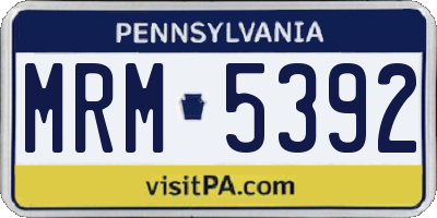 PA license plate MRM5392