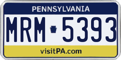 PA license plate MRM5393