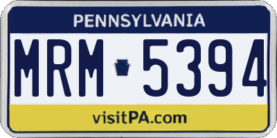 PA license plate MRM5394